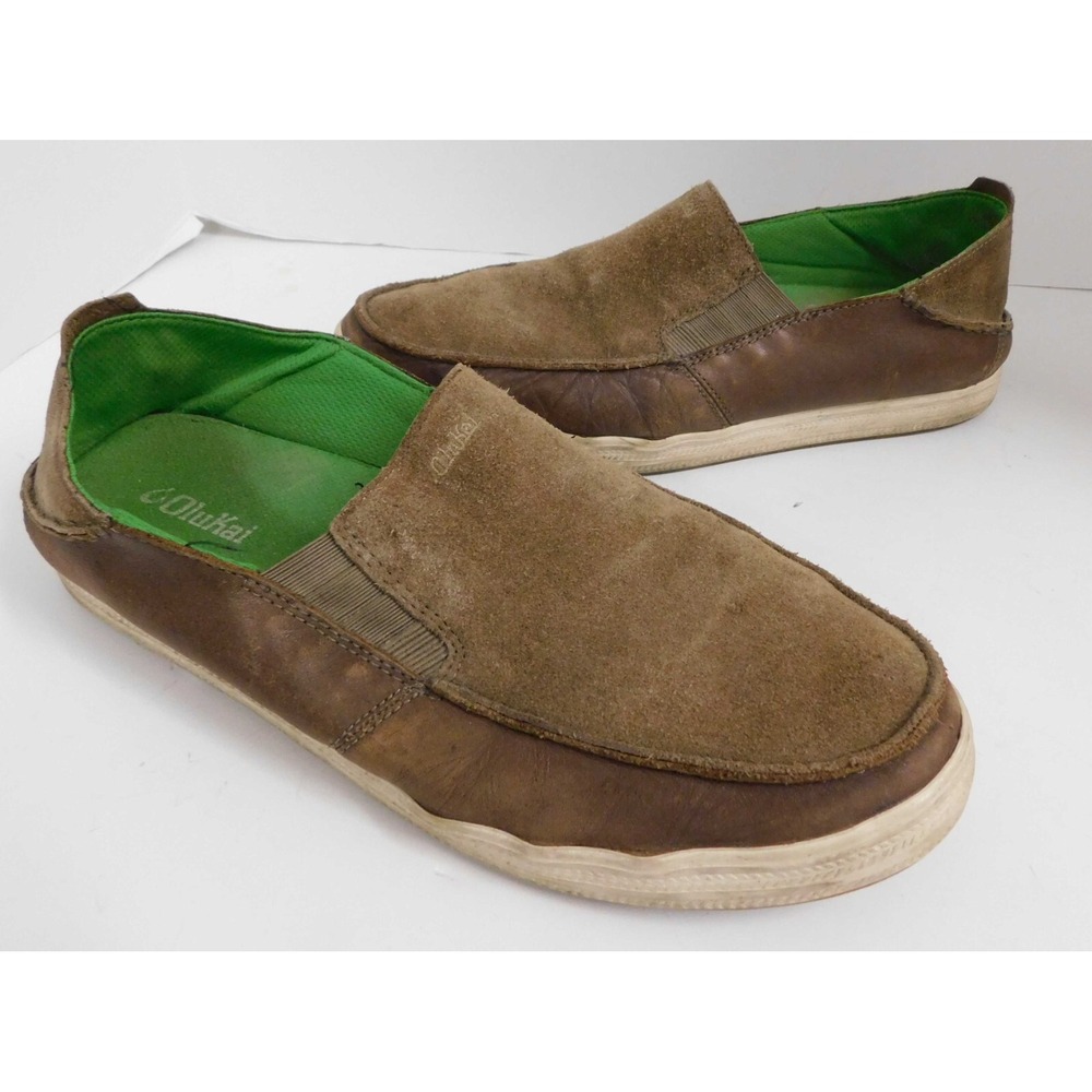 OluKai Pahono Slip On Leather Shoes 10217-1313 Brown‎ Men's Size 12